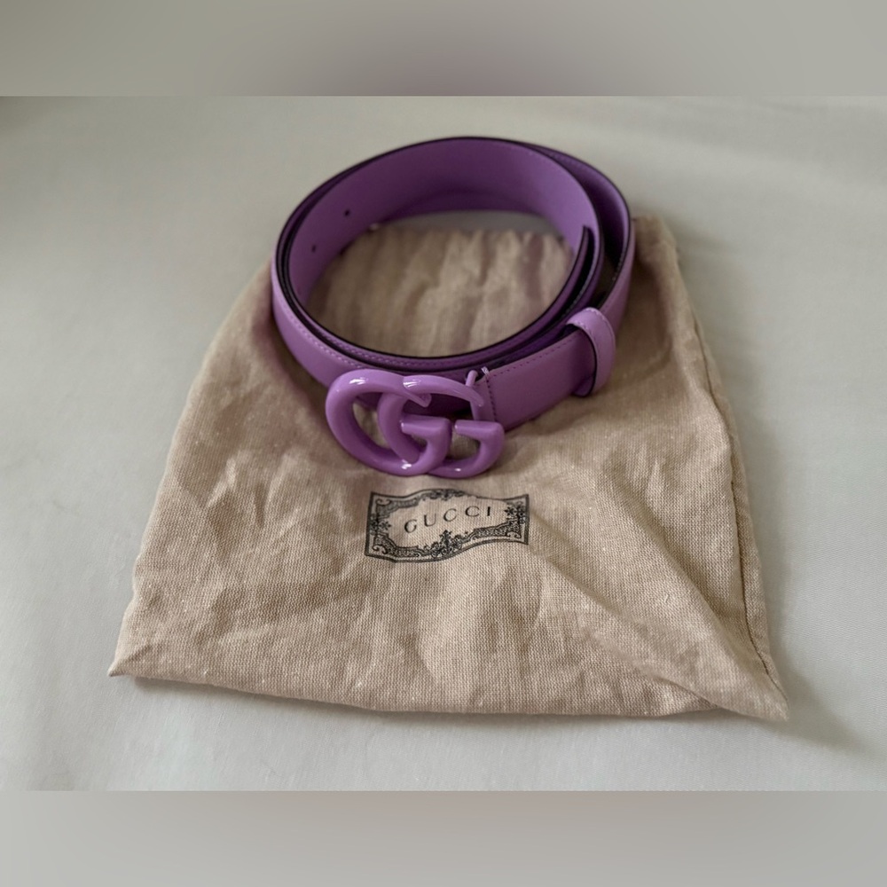 Gucci Lilac Leather Belt Size 80